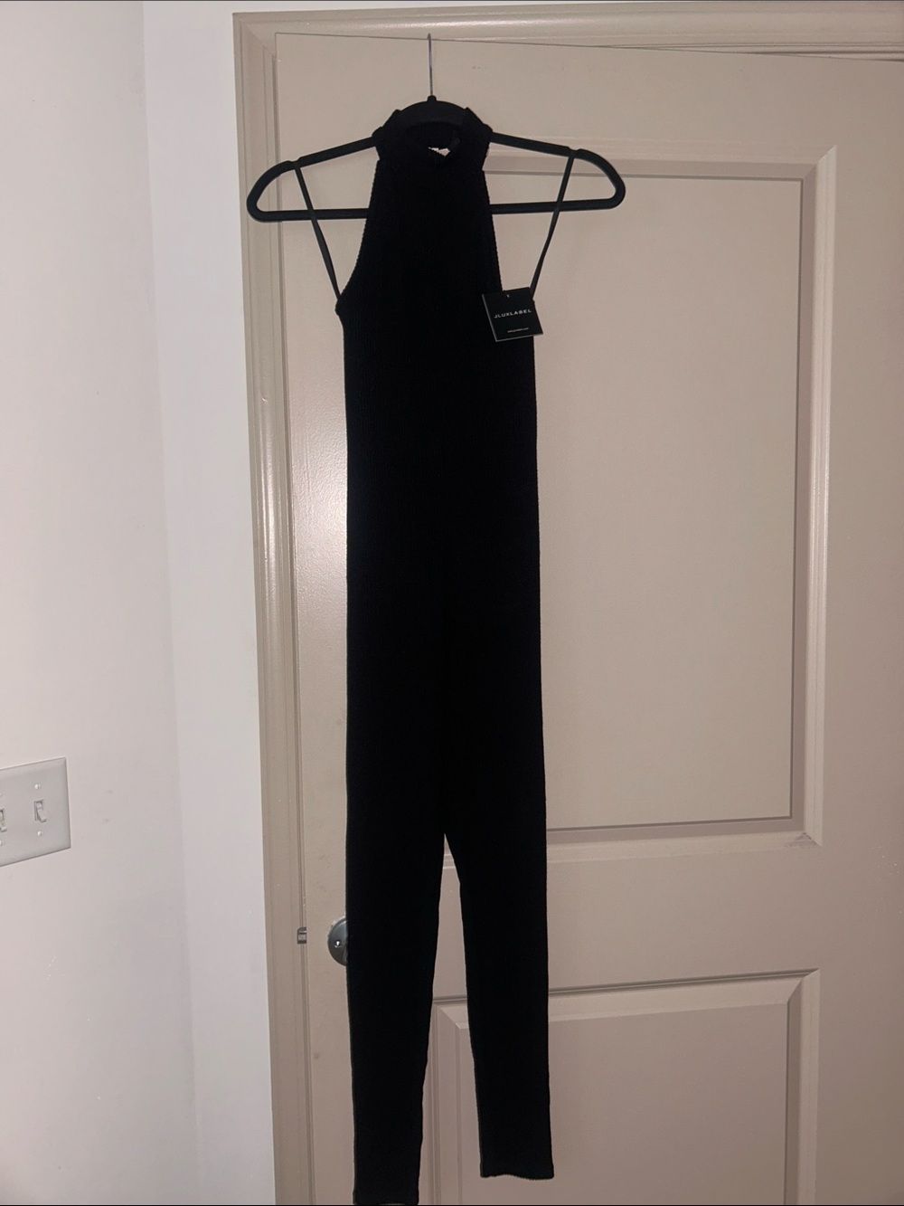 JLUXLABEL Black High-Neck Sleeveless Jumpsuit